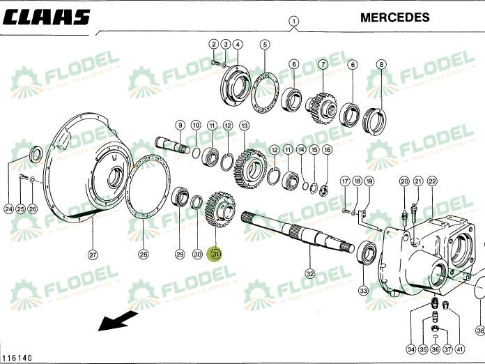 Pinion cutie transfer combina CLAAS LEXION 637503 Z52 | Flodel